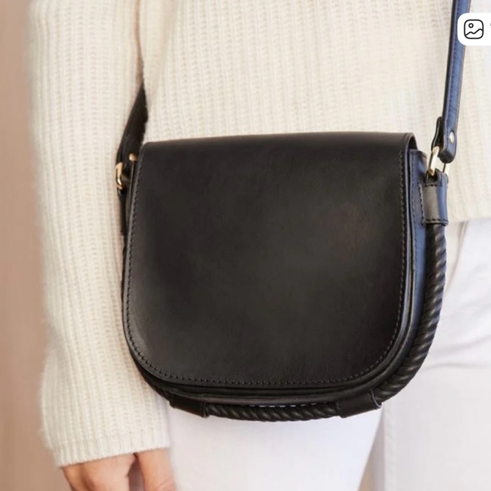 Jenni Kayne Black Leather Crossbody Saddle Bag